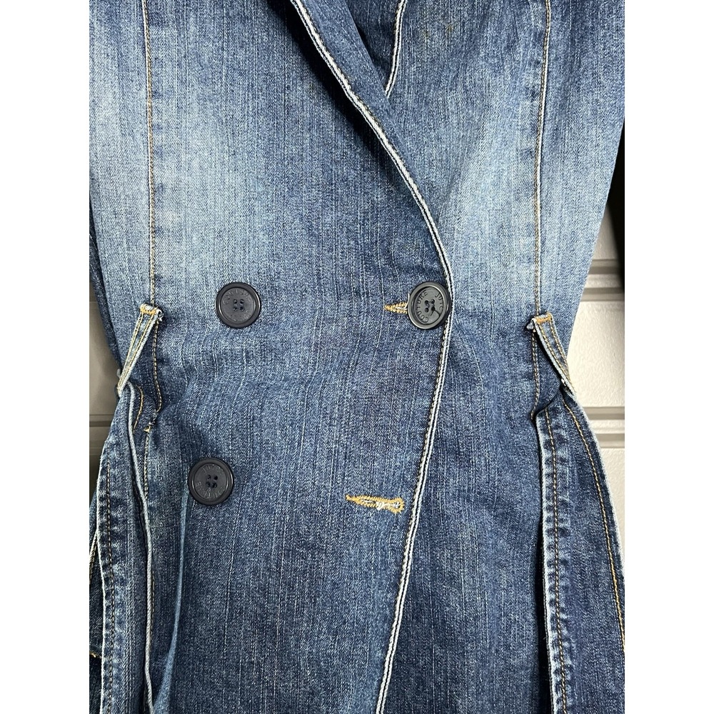 Vintage Juicy Couture Trench Coat Womens Large Denim Double Breasted Y2K - Picture 13 of 16